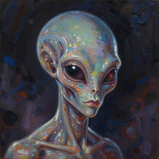 Futuristic Alien Portrait Oil Painting