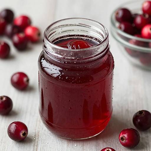 Jar of Cranberry Jelly on Table