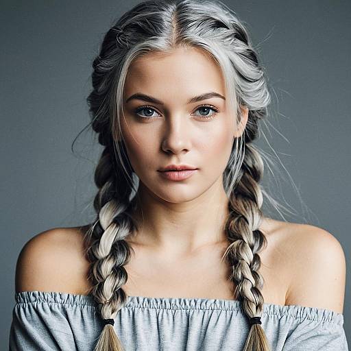Realistic Gray Hair Braid Portrait