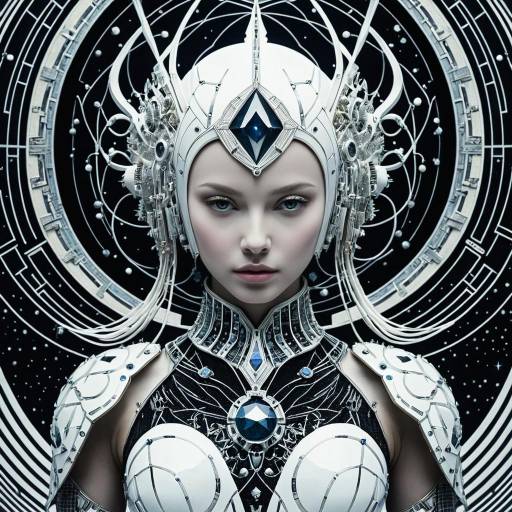 Futuristic Sci-Fi Female Android with Intricate Headgear