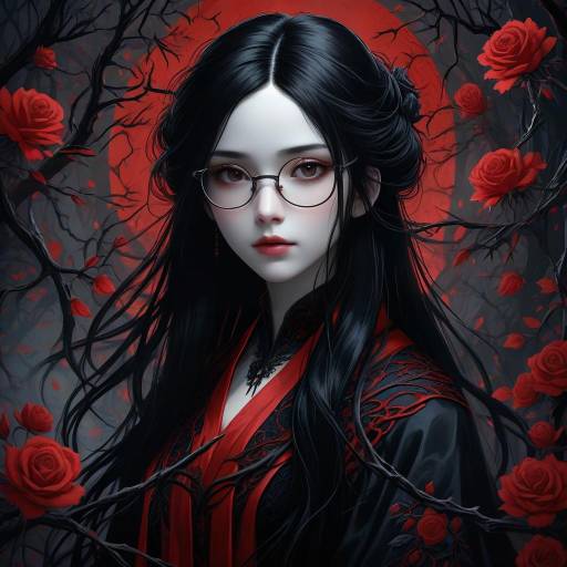 Gothic Anime Portrait of a Pale Beauty