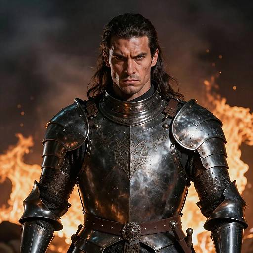 Intense Medieval Warrior in Armor