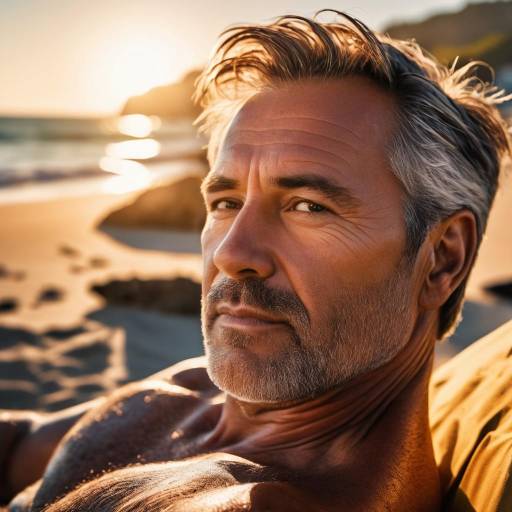 Vibrant Beach Portrait of Middle-Aged Man Vibrant Beach Portrait of Middle-Aged Man