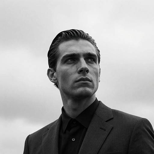 Stylish Man in Black and White Portrait