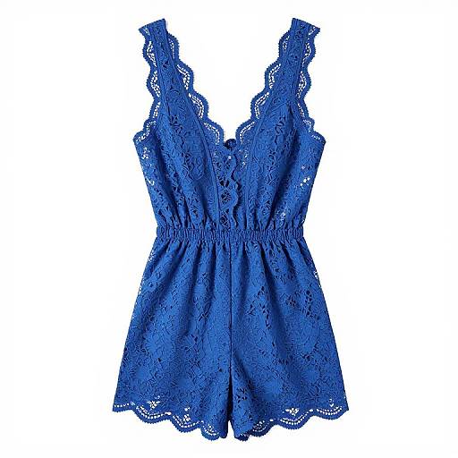 Elegant Blue Lace Romper