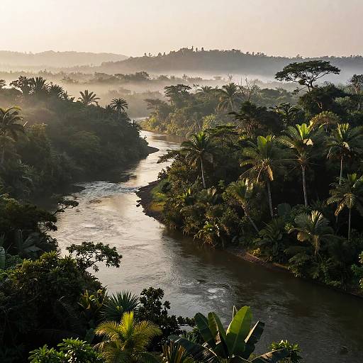 Cubist Jungle Riverbend at Dawn