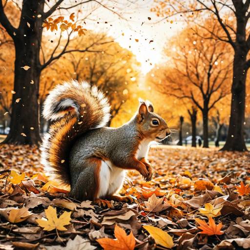 Squirrel in Autumn Park