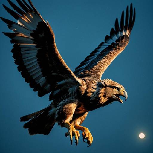 Dramatic Gryphon in Mid-Flight Under Moonlight