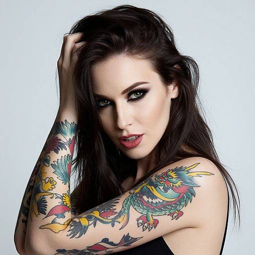 Pale Woman with Dragon Tattoos