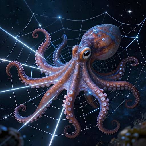 Cosmic Octopus Weaving Dream Nets
