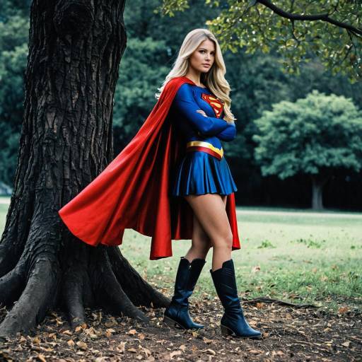 Woman in Supergirl Costume Standing by Tree