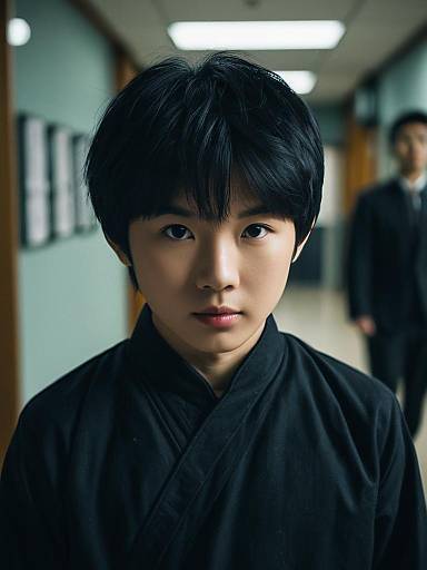 Realistic Asian Male in Black Costume