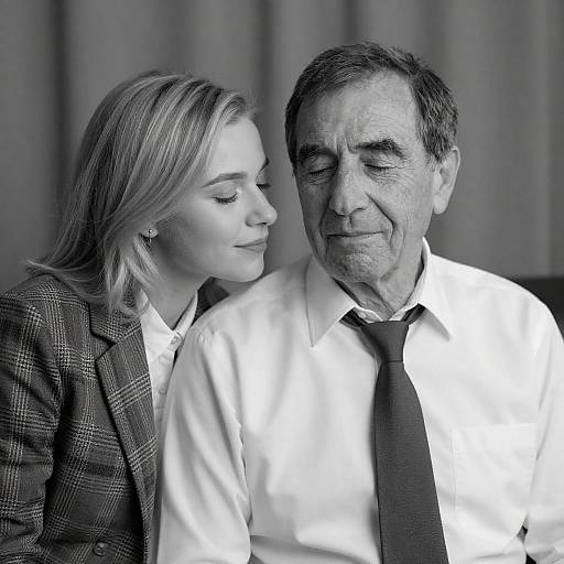 Black-and-White Intimate Portrait: Older Man and Woman