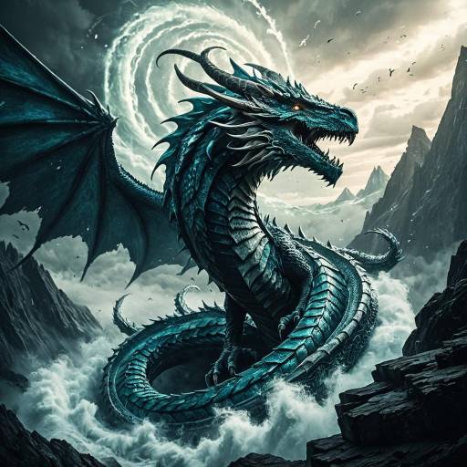 Majestic Wind Wyrm Above Swirling Vortex Majestic Wind Wyrm Above Swirling Vortex