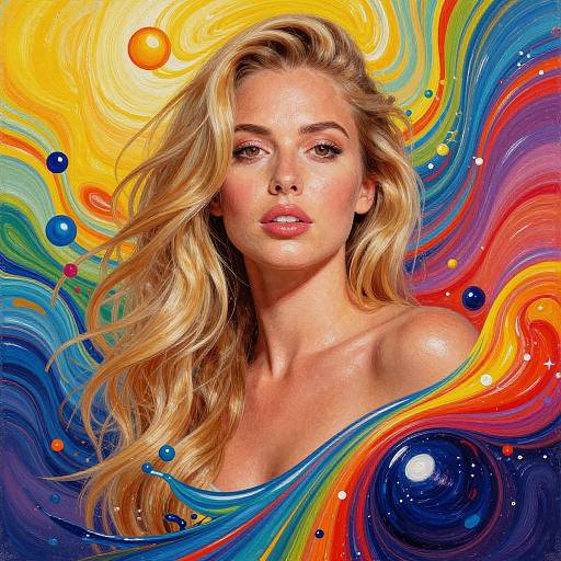 Seductive Blonde Portrait in Liquid Art