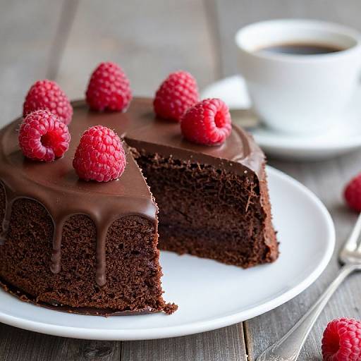 Rustic Chocolate Cake with Raspberries