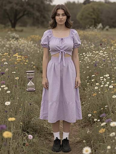 Sepia Hourglass Woman in Wildflower Meadow