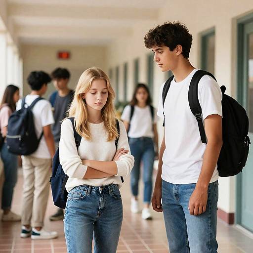 High School Hallway Scene with Students