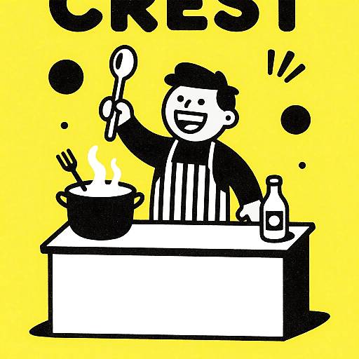 Whimsical Silkscreen Chef Illustration