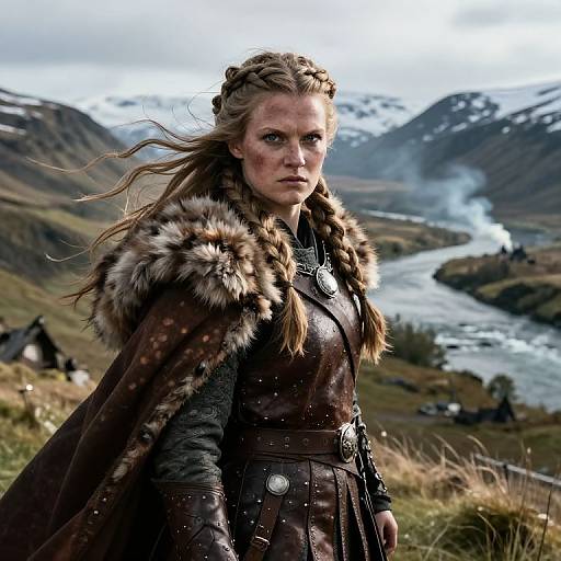 Realistic Viking Shieldmaiden Landscape