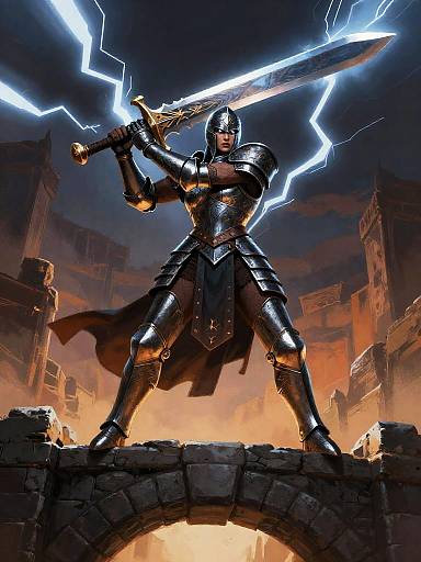 Giant-Slayer Warrior Woman on Bridge