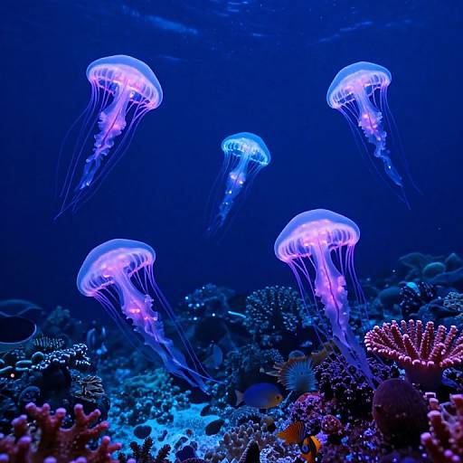 Bioluminescent Underwater Jellyfish Scene