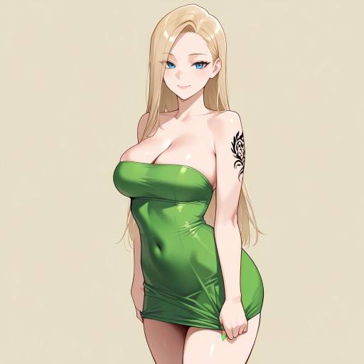Flirty Cowgirl in Green Dress Flirty Cowgirl in Green Dress