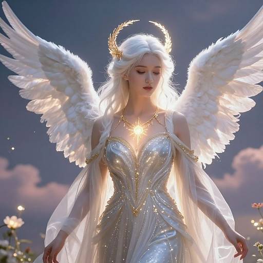 Ethereal Female Angel with Glowing Wings