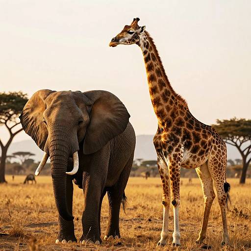 Hybrid Giraffe-Elephant in Savanna Sunset
