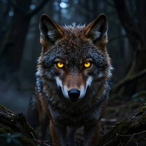 Fierce Yellow Werewolf Eyes at Night