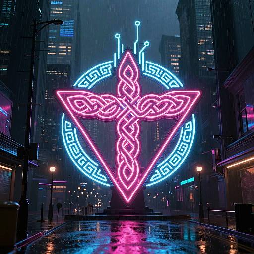 Futuristic Neon Celtic Triqueta Fusion