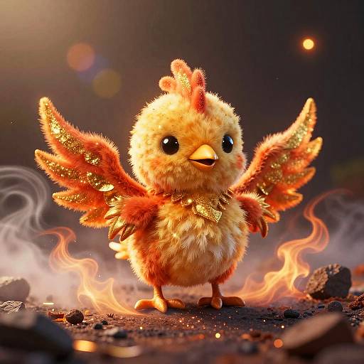 Tiny Fumo Phoenix Plush with Embers