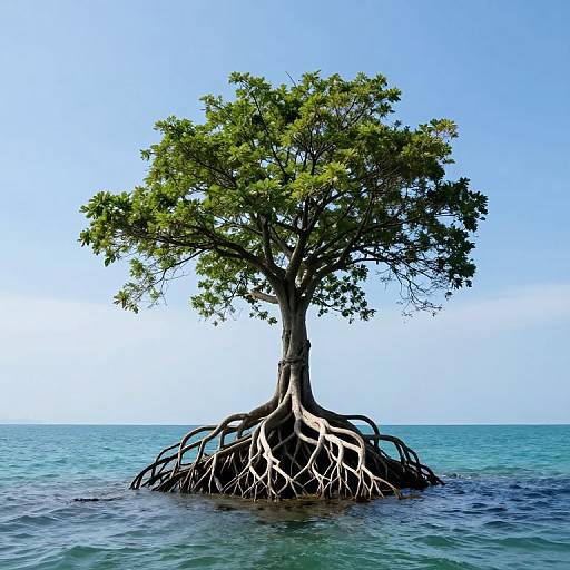 Solitary Tree Defying Land and Sea