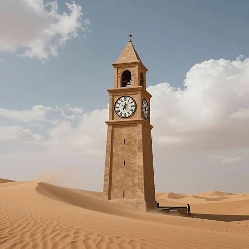 Eternal Clock Tower in Desert Sands