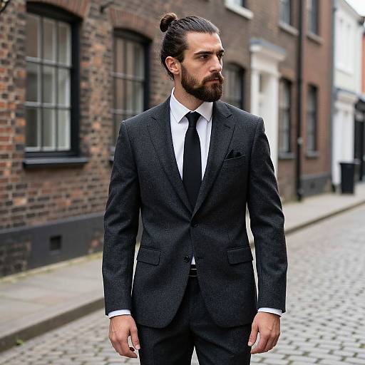 Handsome Man in Cobblestone Street