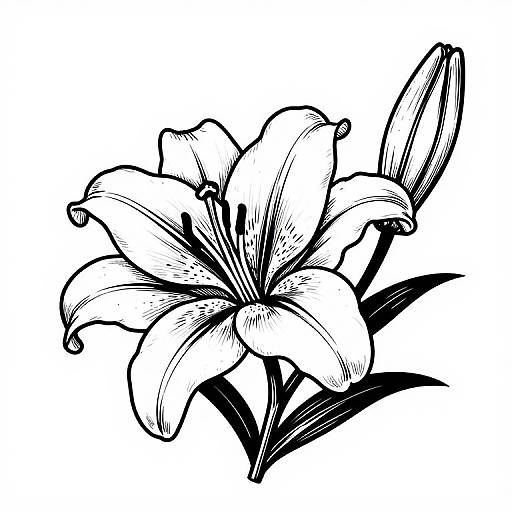 Black and White Lily Vector Illustration