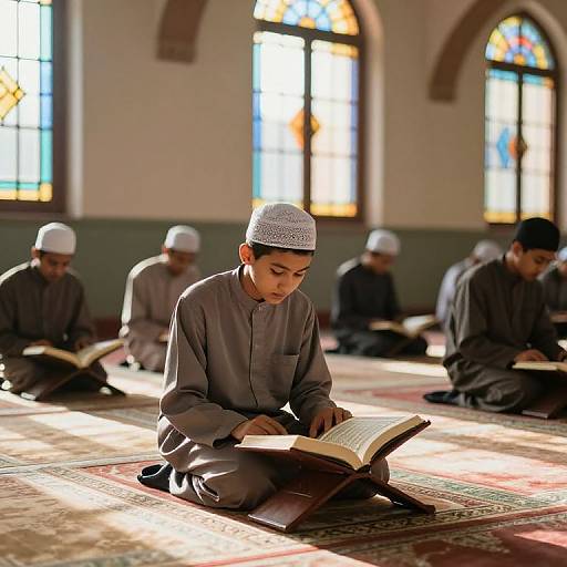 Young Student Studying Quran Peacefully