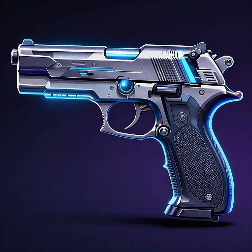 Futuristic Neon Sci-Fi Pistol Art