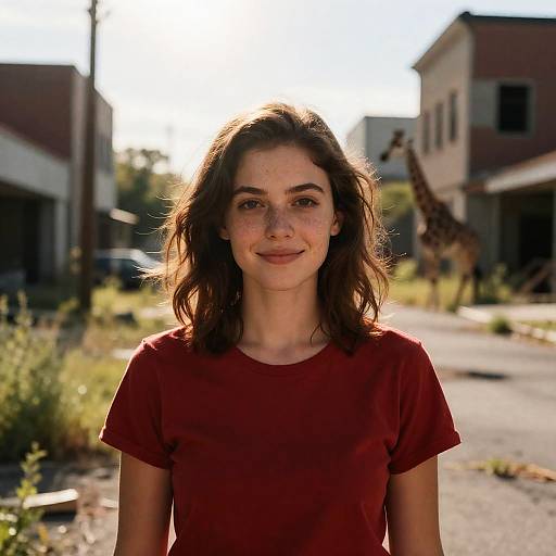 Post-Apocalyptic Portrait of Woman in Red