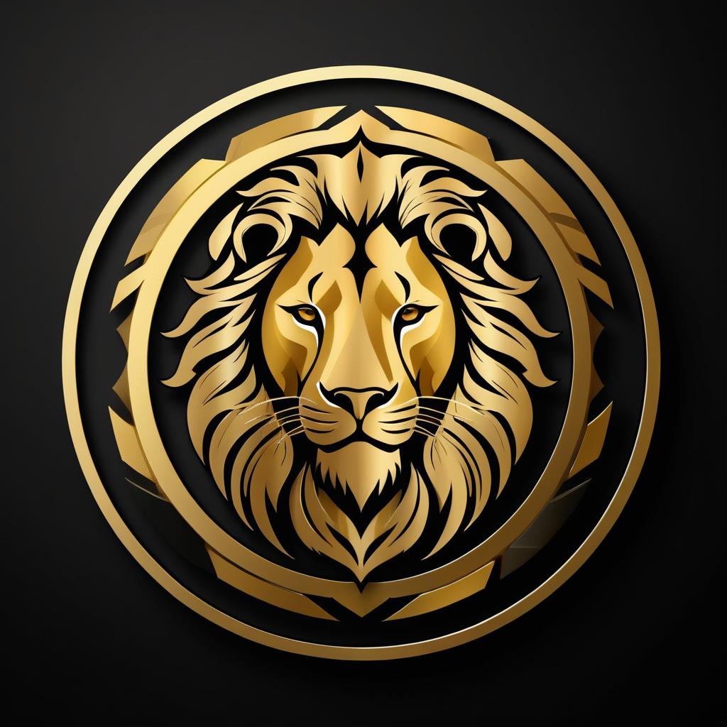 Elegant Lion Logo with Gold Circle