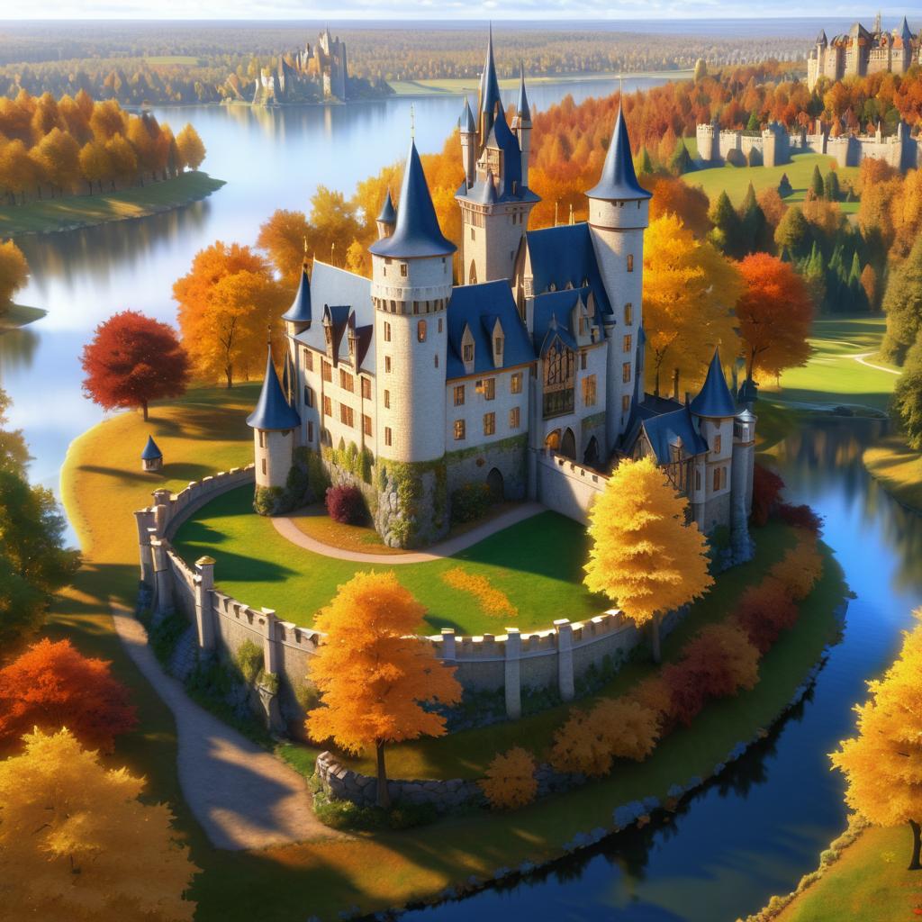 Autumn Medieval Castle Digital Art