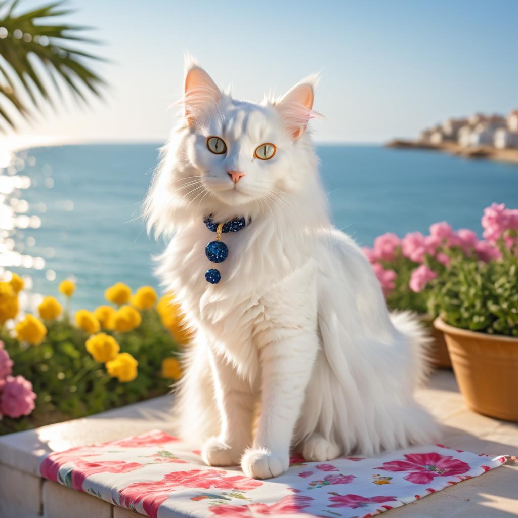 Charming Turkish Angora in Floral Dress