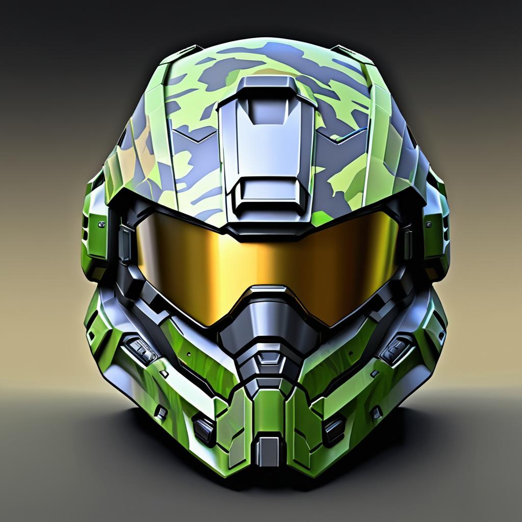 Futuristic Tactical Helmet Digital Painting