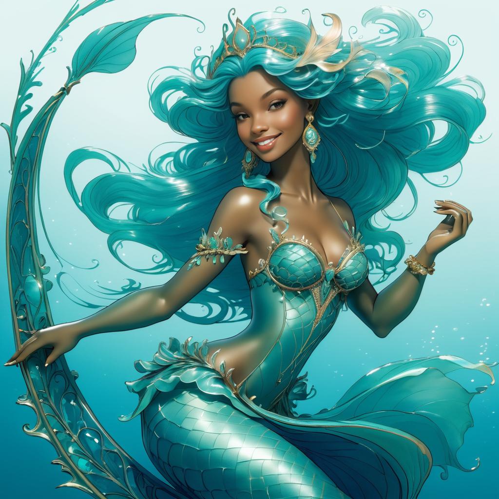 Elegant Mermaid in Oceanic Fantasy Style