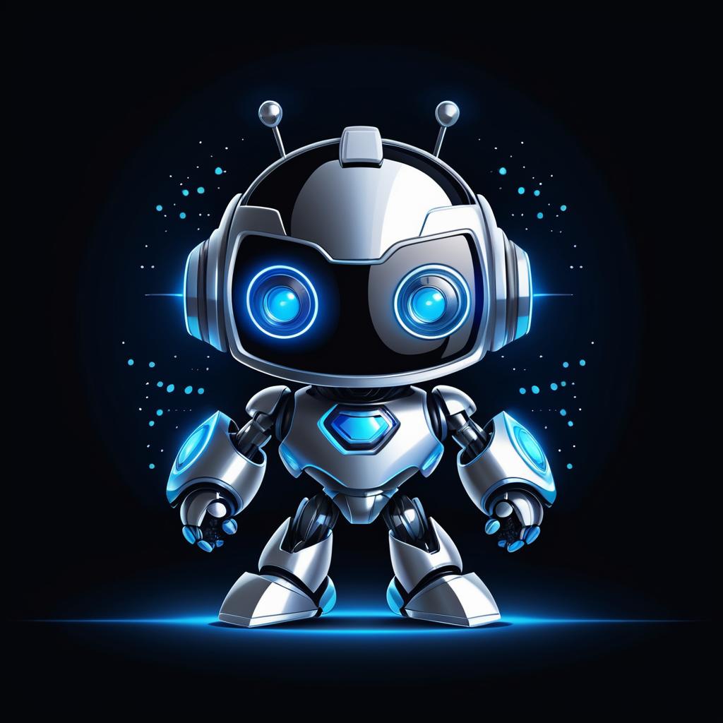 Cute Vector Robot for T-Shirt Design