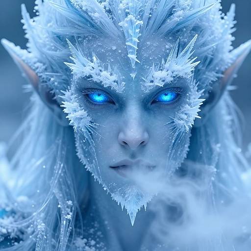 Ice Elemental Spirit Close-Up Portrait