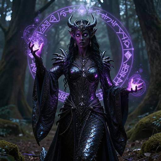 Black Dragonborn Mage Casting Spell