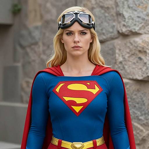 Blonde Superhero in Dynamic Costume