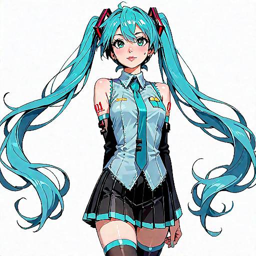 Hatsune Miku Twintails Cowboy Shot Portrait