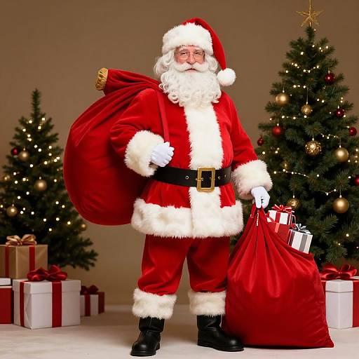 Cheerful Santa Claus with Gifts